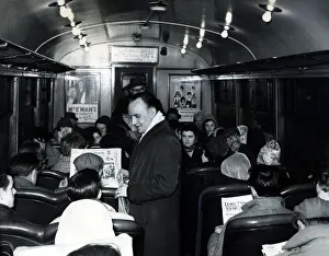 00367 Prints: A crowded carriage of the Newcastle to Coast electric train on 17th November 1962