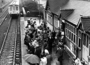 Umbrellas Prints: The crowded platform of Walkergate Railway Station on 16th October 1974