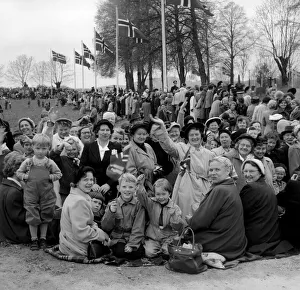 Norway Prints: Crowds gather outside the cathedral for the wedding of Norwayan Princess Ragnhild who