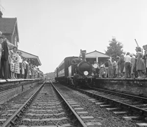 00112 Prints: Crowds on the platform at Horsted Keynes station await the arrival of the London
