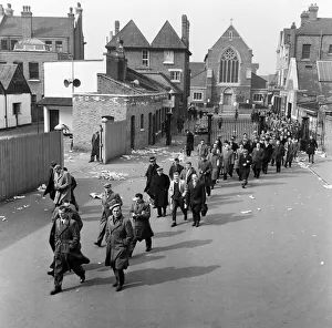 Crowds queue at Tottenham Football Club for tickets for the FA Cup Semi Final v