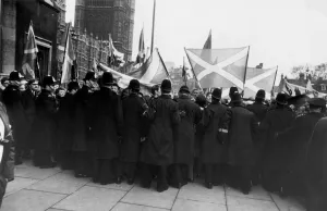 Big Ben Prints: Crowds of supporters of Scottish Nationalist MP Winnie Ewing guarded by a long line of