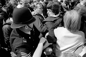 Crowds throng around Mick Jagger and Keith Richards on 10 May 1967 outside Chichester