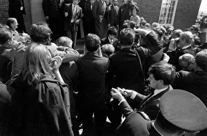 Crowds throng around Mick Jagger and Keith Richards on 10 May 1967 outside Chichester
