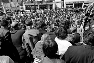 Crowds watch Mick Jagger and Keith Richards on 10 May 1967 on the steps of Chichester