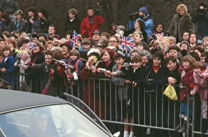 Crowds of well-wishers wait patiently for the arrival of Princess Diana