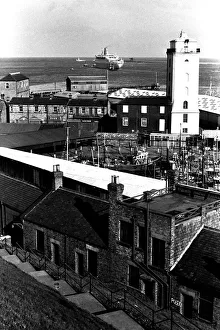 The cruise ship Vistafjord leaving the Tyne in April 1973 after her sea trials