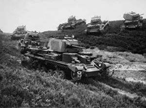 Cruiser Mk 1 tanks of the Royal Tank Regiment seen here on anti invasion exercise in