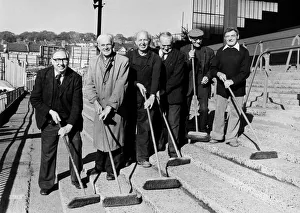Crystal Palace broom brigade keep the terraces clean at Selhurst Park