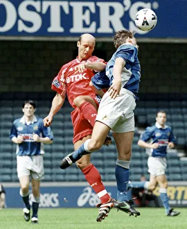 Crystal Palace Italian footballer Attilio Lombardo in action jumping up for a header