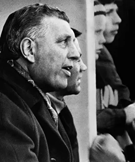 00493 Prints: Crystal Palace manager Bert Head watches his side from the dugout as they go on to beat