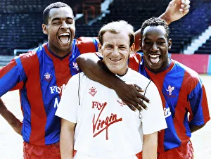 Crystal Palace manager Steve Coppell poses his two strikers Mark Bright (left
