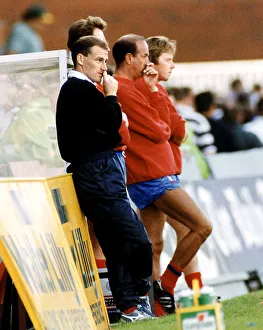Crystal Palace manager Steve Coppell watches on nervously from the sidelines alongside
