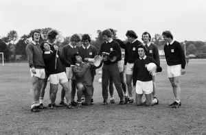Megaphone Prints: Crystal Palace manager Terry Venables in good voice with his players at a training