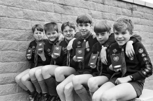 Boys Prints: Cubs beat the challenge... these six 10-year-old Cubs from the 6th Holme Valley pack have