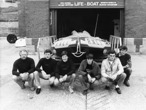 Tyne And Wear Prints: The Cullercoats Zociac lifeboat and crew (left to right) Dave Ankers, Angus Fergusson