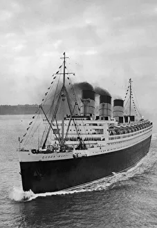The Cunard Liner RMS Queen Mary, seen here steaming along the Solent following her