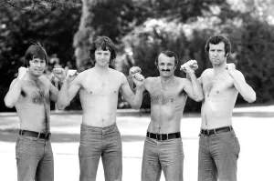00393 Prints: Cup Final Muscle. Southampton FC Players who have all previously played at Wembley