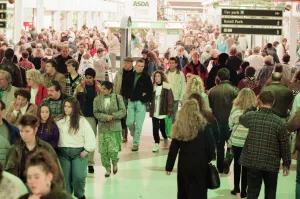Customers pack Merry Hill Shopping Centre in Brierley Hill, first day of Christmas Sales