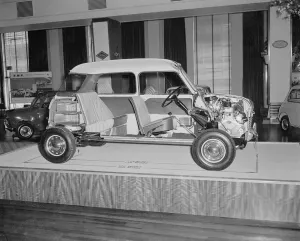 00102 Prints: A cut away view showing the interior of the new Austin Seven car