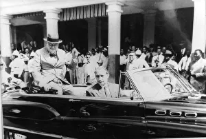 Cyril Davies Winston Churchills bodyguard driving him through Kingston Jamaica receiving