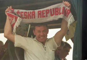 00955 Prints: Czech Republic Football Fans arrive at Liverpool Airport, 14th June 1996
