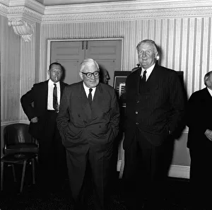 Daily Mirror chairman Cecil King with Lord Roy Thomson at Old Ben Luncheon at the Cafe