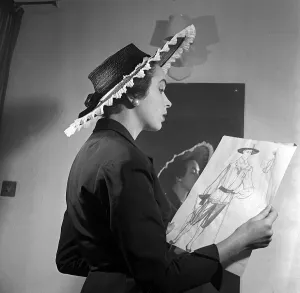 Daily Mirror fashion Editor Ailsa Garland looking at coronation designs wearing her own
