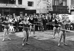 Leotard Prints: Daily Mirror Hula Hoop Girls performing at Hammersmith Palais. 4th October 1958