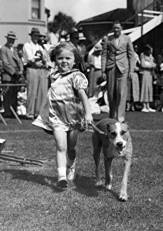 Brave Prints: Daily Mirror V. C dog Mickey with young Mary Medlin at Paignton dog show