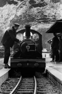 Tracks Prints: Dalegarth Station - the end of the line - driver George Staniforth checks the locomotive