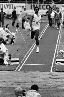 Daley Thompson competing in the 1983 World Championships in Athletics. Helsinki, Finland