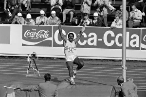 Daley Thompson competing in the 1983 World Championships in Athletics. Helsinki, Finland