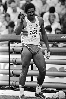 Daley Thompson competing in the pole vault during the Commonwealth Games