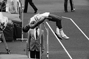 Sporting Prints: Daley Thompson leaps over the high jump on his way to winning the Decathlon Gold medal in