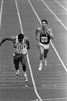 Running Prints: Daley Thompson (left) competing in the Commonwealth Games. Edinburgh, Scotland