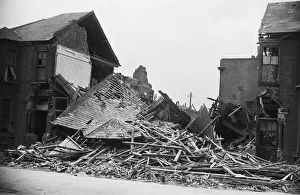 Damage to a Battersea street following a daylight raid on London