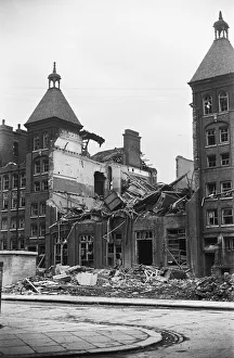 Damage to Ethelburga Street School following a daylight raid on Battersea, London