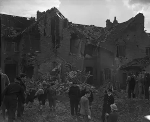 01472 Prints: Damage to housing in Bordesley Green, Birmingham following an air raid on the city
