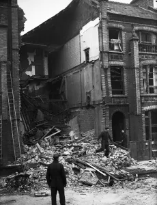 Bombing Prints: Damage to housing in Fulham, London, following an air raid on the city