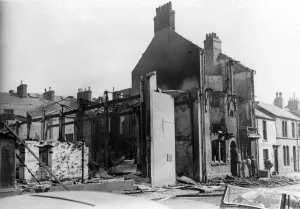01435 Prints: A damaged house following the attacks on Swansea, Wales, by Nazi raiders. February 1941
