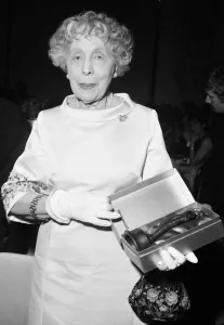 Dame Edith Evans after receiving her award for The Whisperers at the 1968 BAFTA film