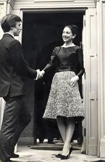1961 Prints: Dame Margot Fonteyn says goodbye to Rudolph Nureyev at the door of her Hammersmith home