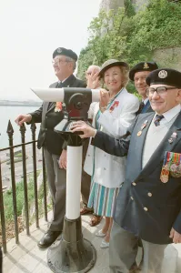 History Prints: Dame Vera Lynn opens English Heritage Hellfire Corner at Dover Castle, Kent. England