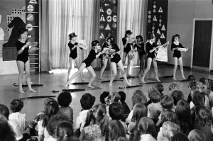 00825 Prints: Dance performance by children at Ranikhet Primary School, June 1980