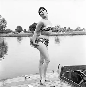 Dancer Angie Curtis seen here modelling the latest beachwear