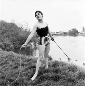 Dancer Angie Curtis seen here modelling the latest beachwear