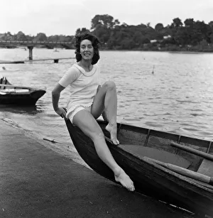Dancer Gillian Lynne has her own idea of a sitting position whilst taking the sun