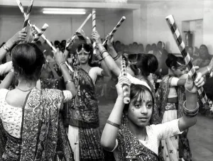 00176 Prints: Dancers perform a traditional stick dance at the Hindu Temple, Merches Place, Grangetown