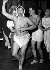 01228 Prints: Dancing - Dancers Chelsea Art Ball Fancy Dress - A man dressed as a baby with